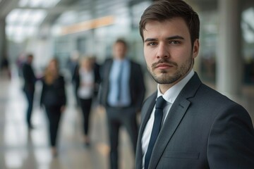 Fototapeta premium Businessman standing in office building
