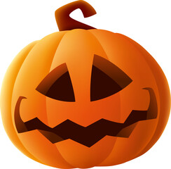 Jack O Lantern. Halloween pumpkin with funny face expression. Isolated.