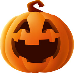 Jack O Lantern. Halloween pumpkin with funny face expression. Isolated.