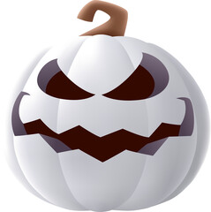 Jack O Lantern. 3D illustration of Halloween white pumpkin with funny face expression. Isolated.
