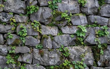 Fototapeta premium Stone wall covered in vines