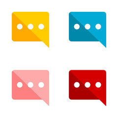 Set bubble message chat social media icon flat vector design