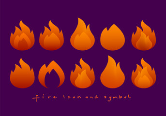 Set of fire border, fire flames, blaze icon, sign and symbol vector illustration. Hot light effect element design.