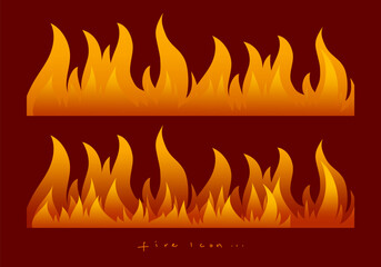Set of fire border, fire flames, blaze icon, sign and symbol vector illustration. Hot light effect element design.