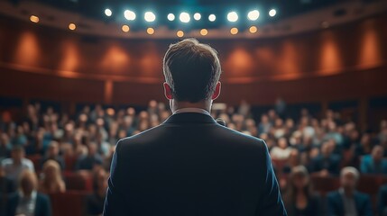 Audience at the conference hall Speaker giving a talk on corporate Business Conference Business and Entrepreneurship event