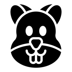 Squirrel Icon in Black Filll. Glyph Style. Isolated on White Background