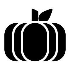 Pumpkin icon in Black Filll. Glyph Style. Isolated on White Background