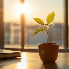 Growth of a Plant from Seedling in a Bright Environment