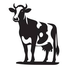 Black and White Cow Silhouette Illustration
