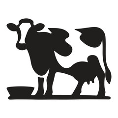 Black and White Cow Silhouette Illustration
