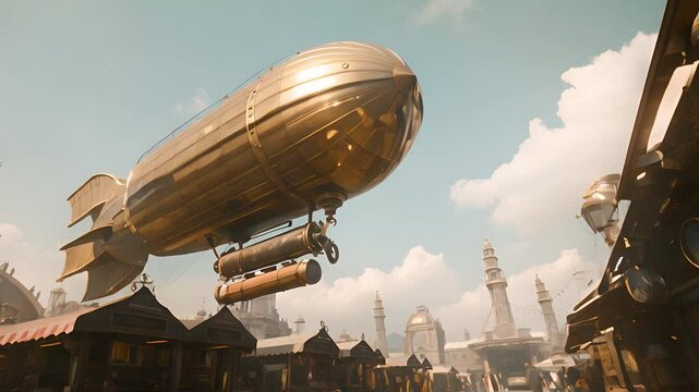 Experience the beauty of airships and hot air balloons flying peacefully in the sky, where adventure meets freedom. Aerial views of floating marvels capture the essence of air travel and sky explorati