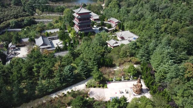 Aerial view of Chishan scenic area at Shidao China