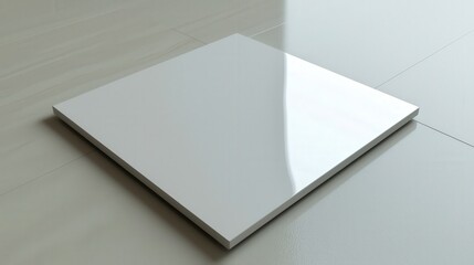 A single white ceramic square tile featuring a smooth, glossy finish. This sleek tile offers a modern touch, perfect for various applications in home decor and design