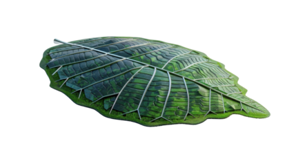 Solar panel shaped like a tree leaf on white background