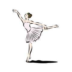 バレリーナのイラスト05　影付き　カラーピンク