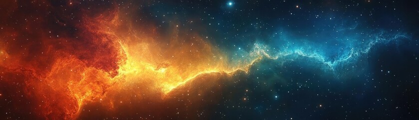Obraz premium Close-up of cosmic waves, merging news headlines with vibrant nebulae, illustrating space explorations influence