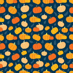 Seamless pattern with pumpkins