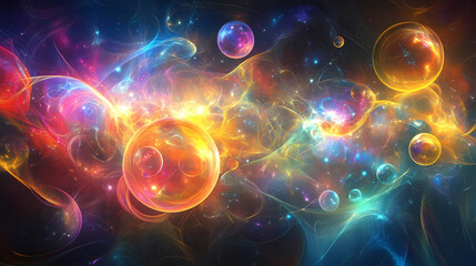 Mesmerizing quantum realm abstract background: a fusion of colors and geometry. Quantum Realm. Illustration