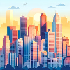 Vector city urban cityscape illustration building town modern skyline skyscraper background