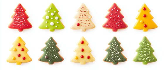 Christmas tree shaped cookies white background
