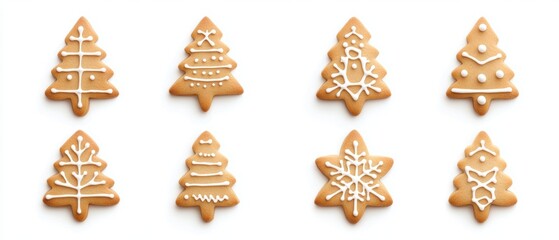 Christmas tree shaped cookies white background