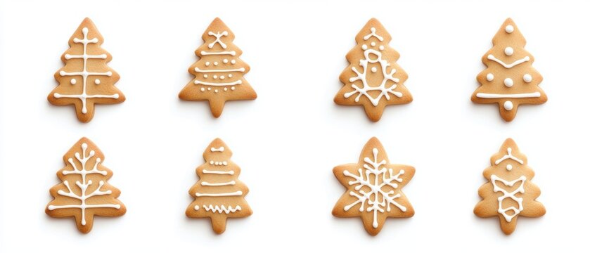 Christmas tree shaped cookies white background