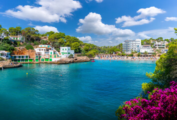 Landscape with Cala Santanyi, a picturesque beach cove in Mallorca, Spain