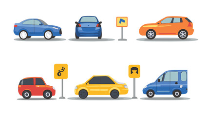 Car parking sign. Car parking vector icons. Parking and traffic signs isolated

