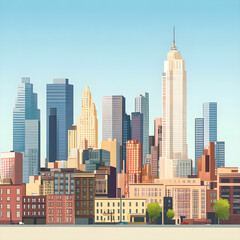 Fototapeta premium Vector city urban cityscape illustration building town modern skyline skyscraper background