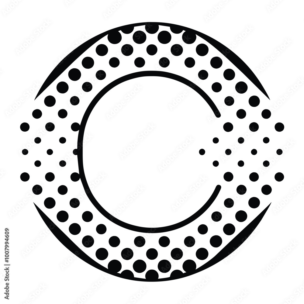 Poster a creative vector design showcases a letter c formed by dots within a circular frame ideal for logo 