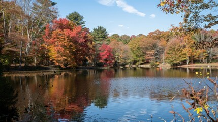 Autumnal Reflection in a Tranquil Lake