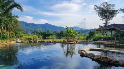 Fototapeta premium The beautiful natural hot springs at Hin Dat, inviting visitors to relax and unwind.
