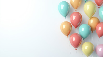 A colorful cluster of balloons against a white background, ideal for celebrations.