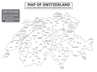 Obraz premium European Country Geography Political map. Political map of country with capital, province or state capital, major cities and town.