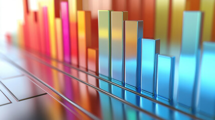 Obraz premium Colorful 3D Bar Graph Chart Representing Business Growth and Success