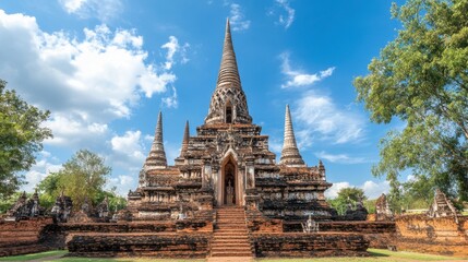 Fototapeta premium The impressive stupa at Wat Tham Sua, rising majestically against the blue sky.