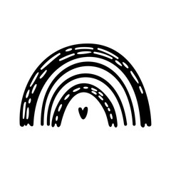 Minimalist Vector doodle Illustration of Stylized Rainbow with Heart