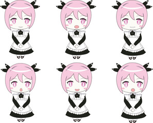 ピンク髪のメイドSDイラスト集