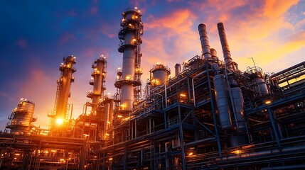 Industrial Complex at Sunset