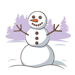 winter simple snowman vector with white background