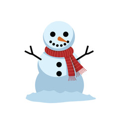 winter simple snowman vector with white background