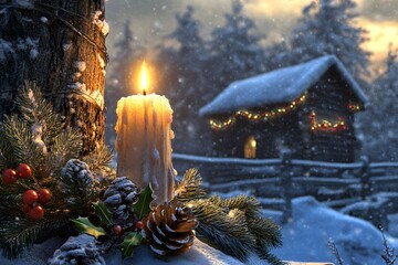 Winter Wonderland with a Cozy Cabin