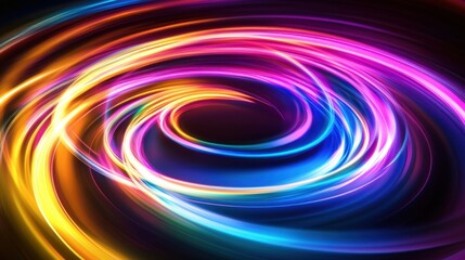Obraz premium Spiral light trails in vivid neon colors creating a sense of motion and energy against a dark abstract backdrop