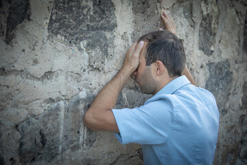 Stressed caucasian man. Depression. Stress