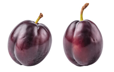 Obraz premium two red plums isolated on transparent background
