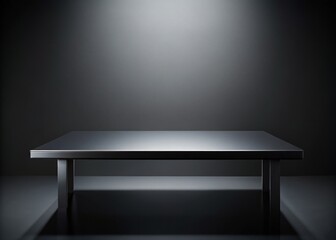 Glossy Black Studio Table with Slope Step Background for Product Display and Advertising Space
