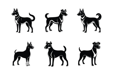 Dog icon set symbol template for graphic and web design. Dog icon silhouette set