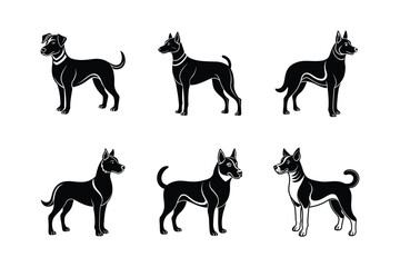 Dog icon set symbol template for graphic and web design. Dog icon silhouette set white background