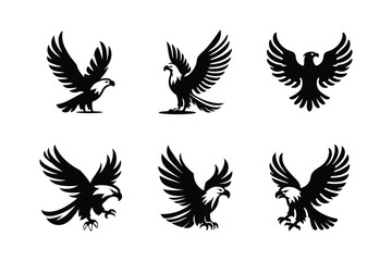 Obraz premium Eagle icon set vector illustration. Eagle silhouette icon white background.