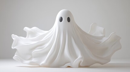 Whimsical White Ghost with Flowing Fabric Design